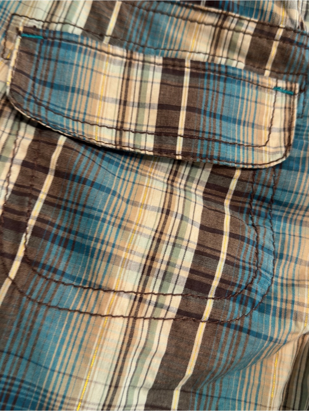 Paris Blues Teal, Brown & Cream Plaid Bermuda Shorts Sz 11 - Picture 6 of 9